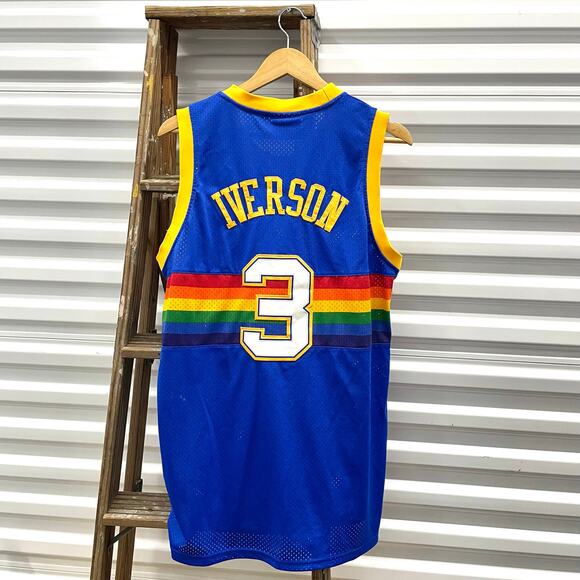 Allen Iverson NBA Denver Nuggets #3 Hardwood Classica Jersey Rainbow - Picture 1 of 8